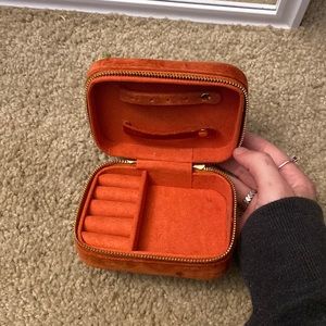 set of 2 travel jewelry containers from target. burnt orange velvet.